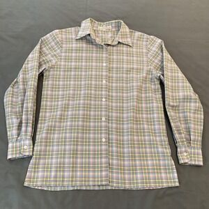 Foxcroft Shirt Womens 6 Multicolor Plaid Wrinkle Free Button Front Long Sleeve